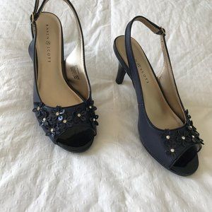 Karen Scott Peep-Toe Slingbacks, "Bronaa" in Navy